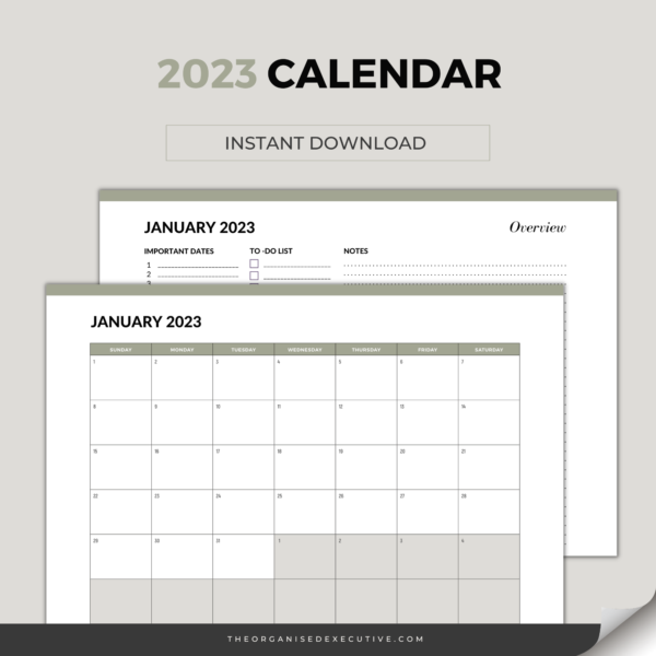 2023 Monthly Calendar