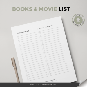 BOOKS AND MOVIE LIST